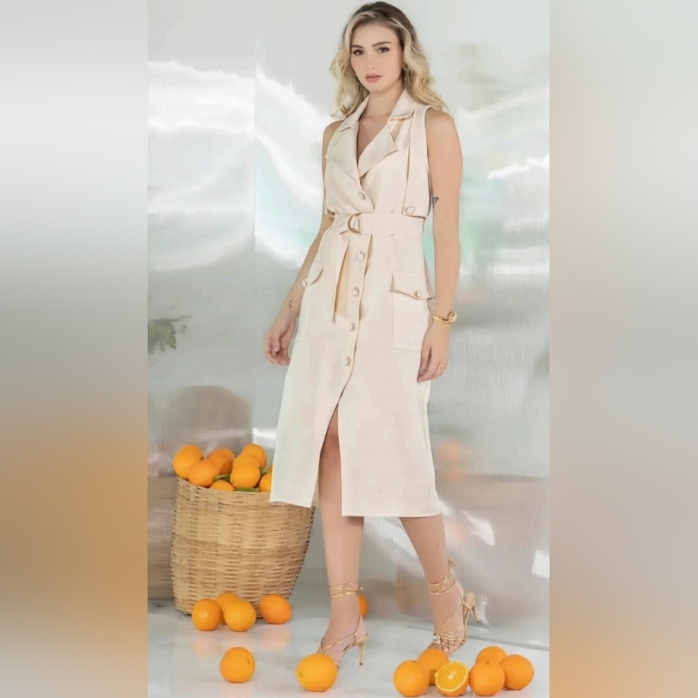 Elegant Coral Sleeveless Dress